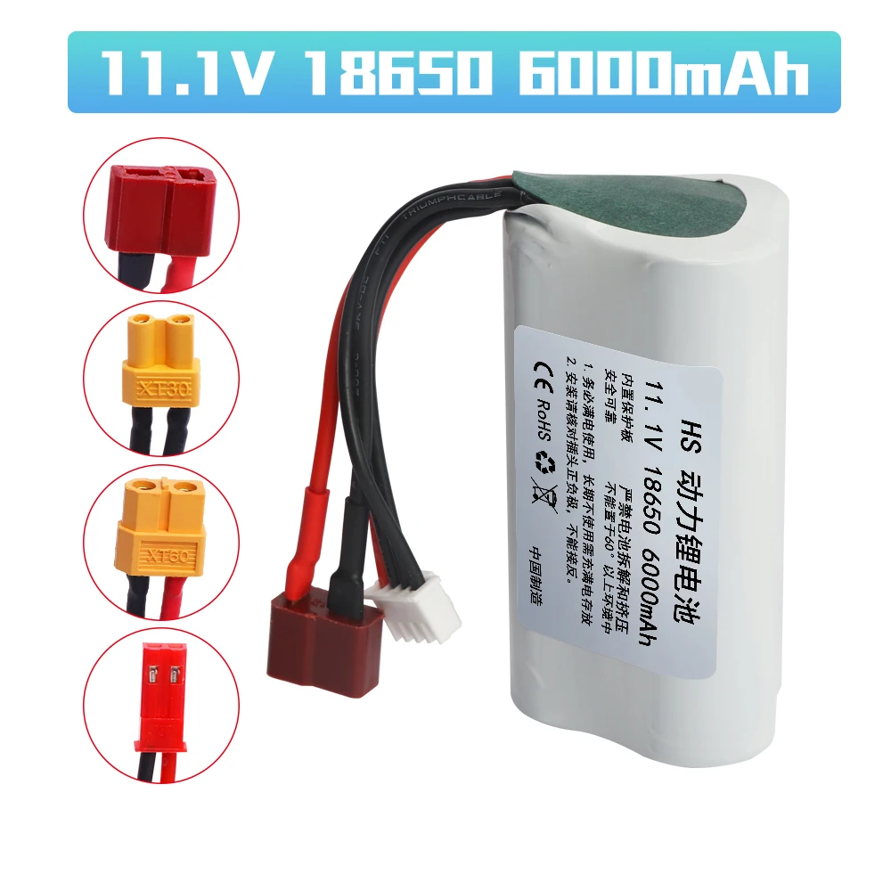 mit XT30-Stecker, 11,1 V, 18650 Li-Ionen-Akku, 6000 mAh, wiederaufladbarer Akku für Notstromversorgung für 3S-Akku