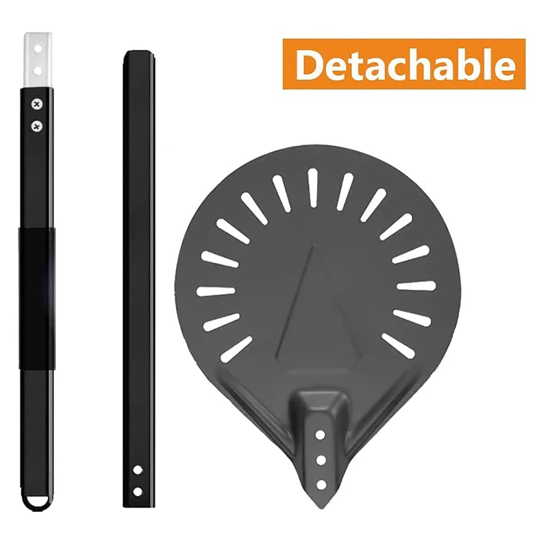 Metal pizza girando casca oversize profissional longo redondo ferramenta de pizza alumínio ajustável pastelaria alça removível