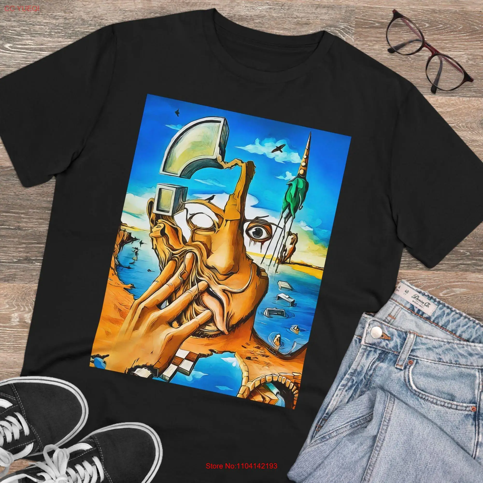 Salvador Dali Broken Face T shirt Pop Art Surrealist Digitally Remastered long or short sleeves