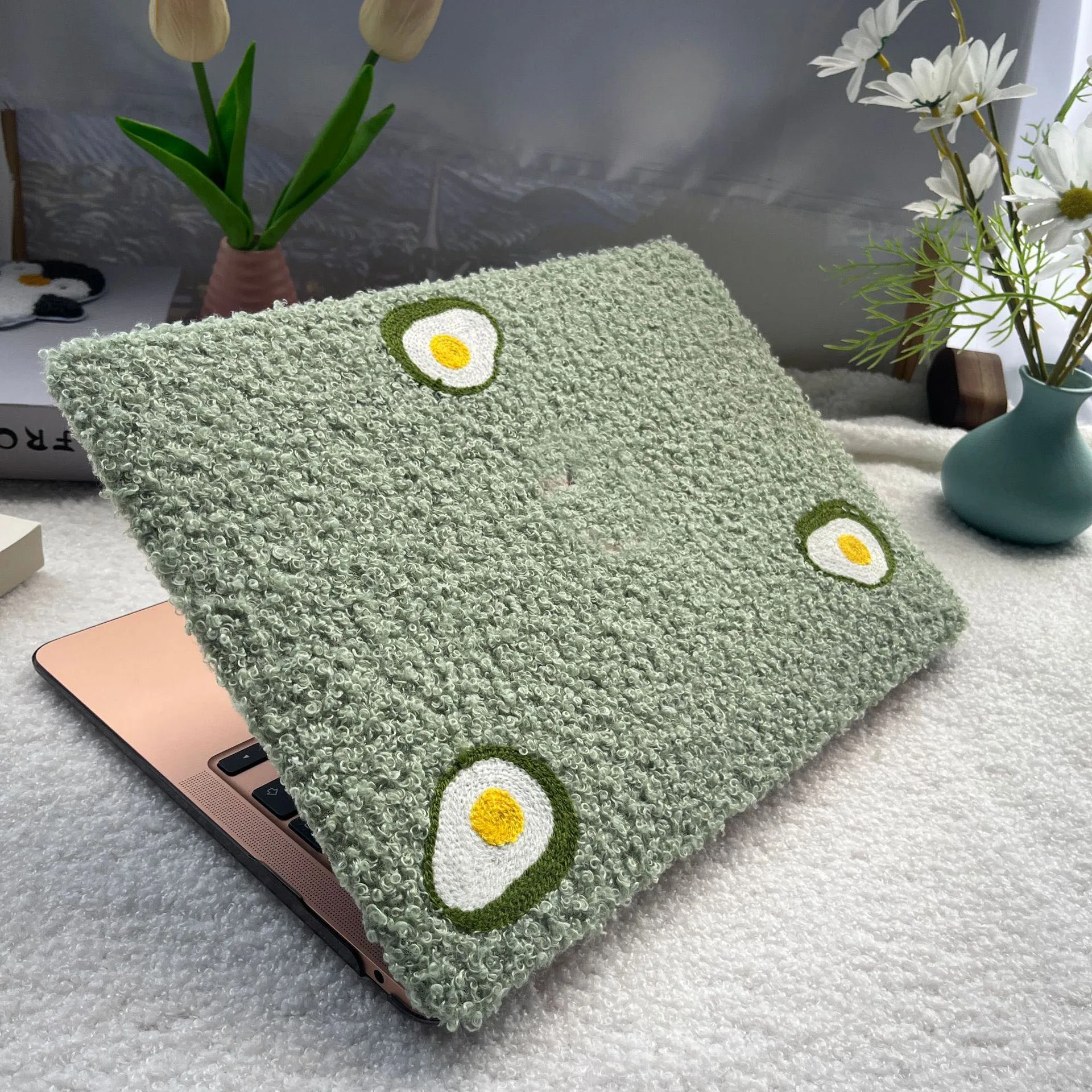 

Embroidered Avocado MacBook Case, Pluff Laptop Case for MacBook Air 13 Macbook Pro 13 16 14 A2442 15 A1990 With Cutting Out Logo