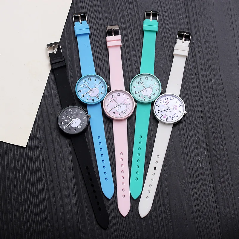 

Girls Boys Cute Cats Pattern Kid Watch Women Simple Casual Quartz Watch Ladies Fashion Wristwatches Children Watches reloj mujer