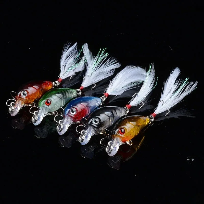 ANFS 5pcs 5pcs 미노우 낚시 미끼 세트 4g/4.5cm 인공 미끼 Wobbler 크랭크베이트 태클 낚시 액세서리