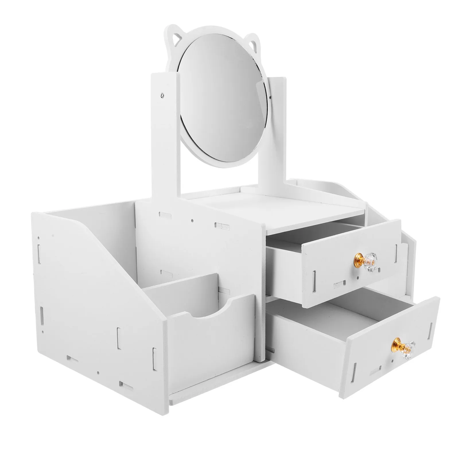 Desktop Organizer with Mirror Space Saving Drawers Skincare Jewelry Organizer Countertop Storage Box
