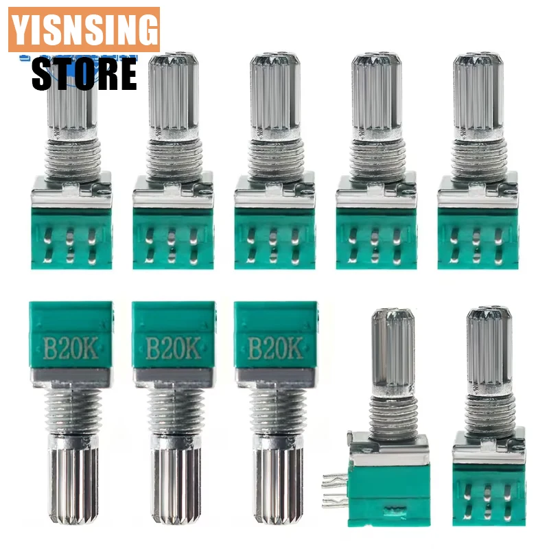 5PCS RK097NS RK097 Potentiometer B10K B5K B100K B1K B50K B20K 500K Shaft 15mm 6Pin Audio Amplifier Sealing Potentiometers Kit