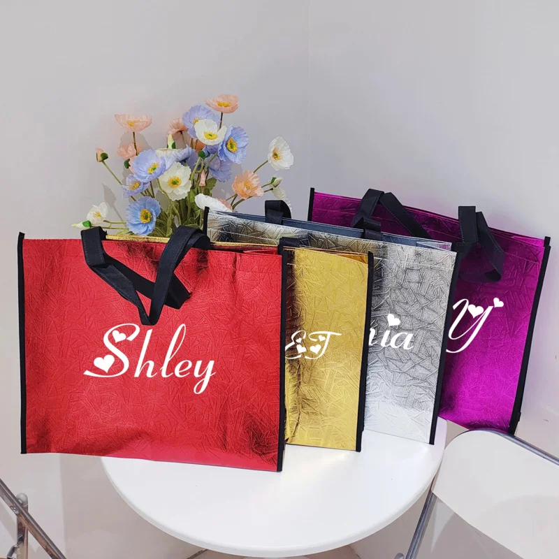 Personalized Wedding Bridesmaid Gift Laser Package, Customized Bridal Party Bling Tote Bags, Bride Shower Proposal, Big Capacity