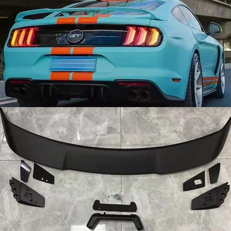 Car Styling ABS Plastic GT Style Matte Rear Trunk Spoiler Tail Wing Ford Mustang S550 2015 2016 2017 2018 2019 2020