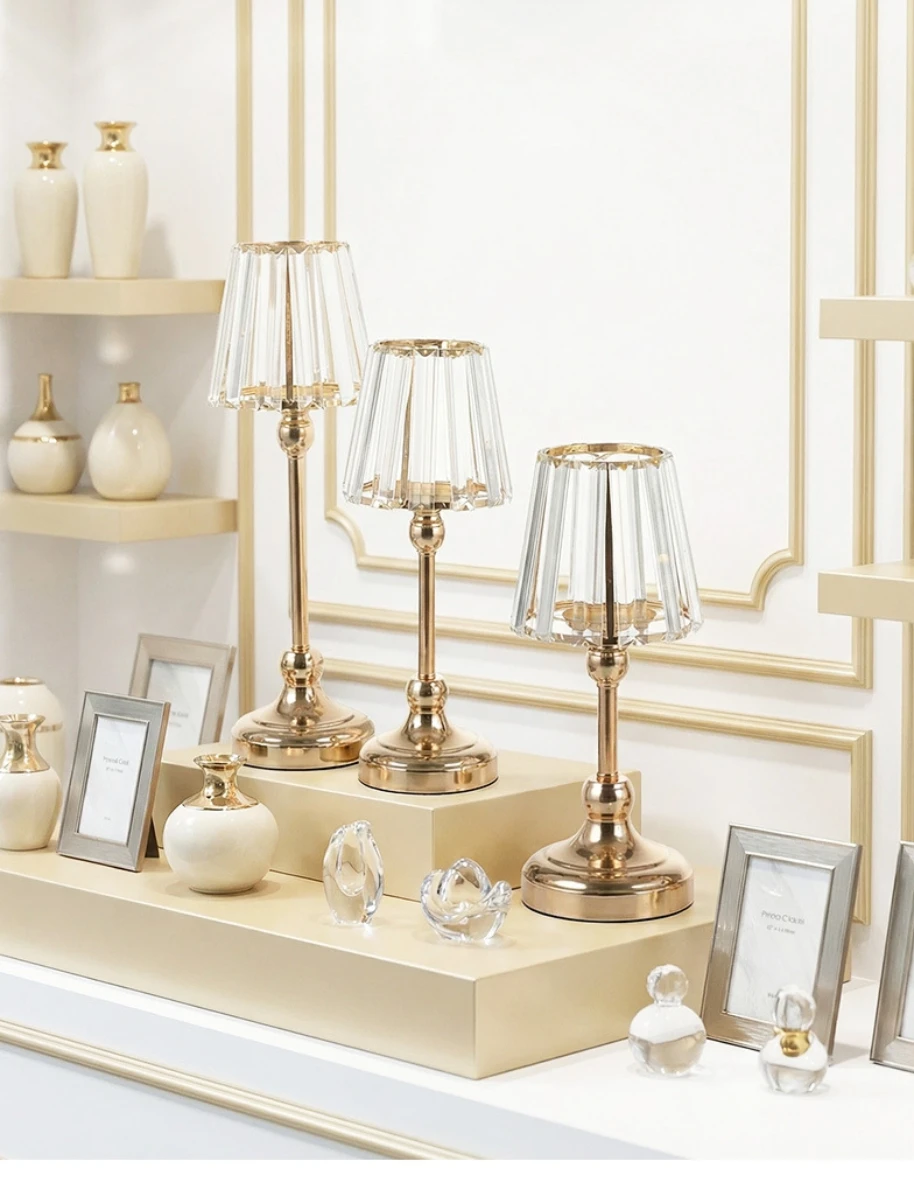12PCS Wedding Table Candlestick Ornaments Romantic Candlelight Decoration Atmosphere Lights for Ceremony Road Lead Props