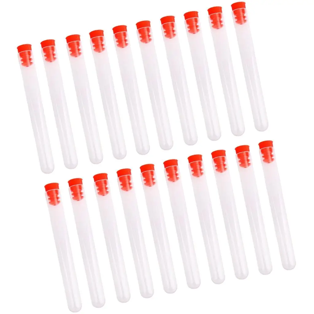 20 Pcs Plastic Test Tubes Round Bottom Screw Caps Tubes Non Graduated Test Tubes For Food Coloring Crafts