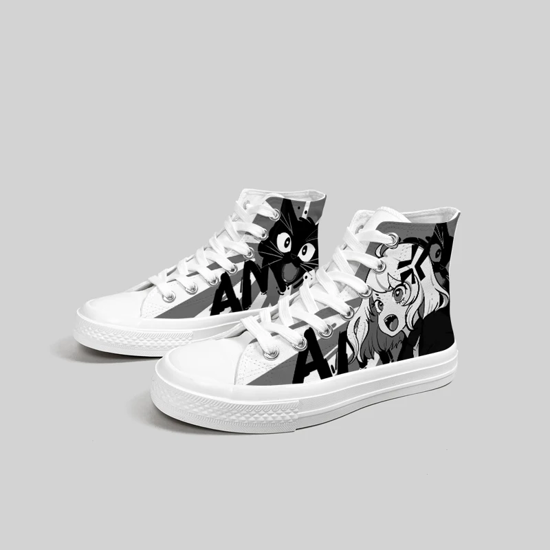 Amy and Michael 2024 New Designers Shoes Fashion Women High Top Flat Casual Sneakers Girls Students Graffiti Canvas Shoes