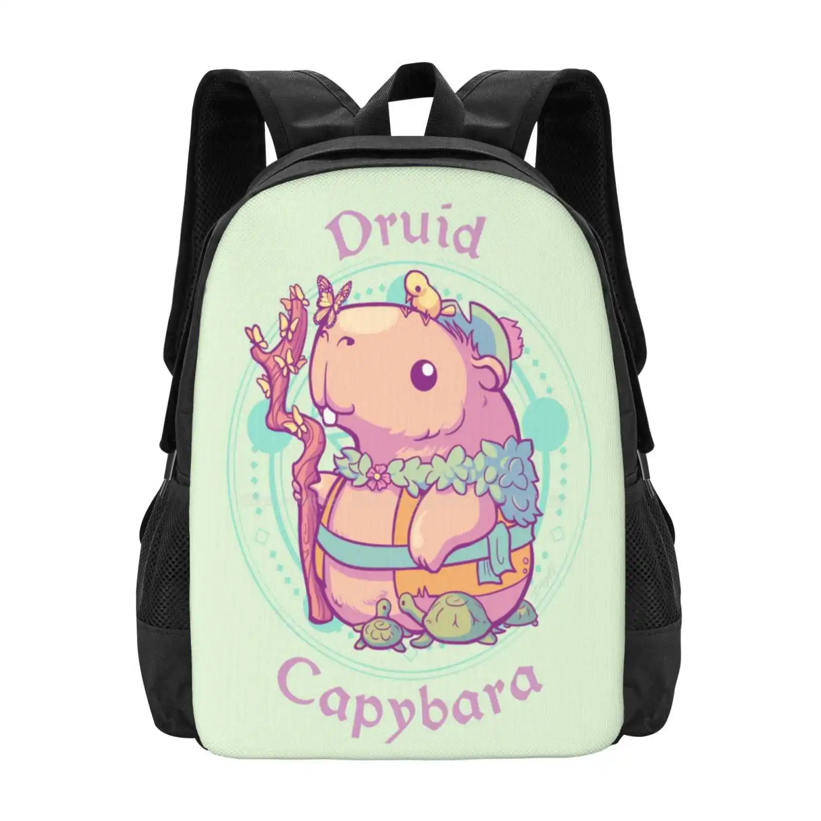 

Druid Capybara Hot Sale Schoolbag Backpack Fashion Bags Capybara Cute Rpg Game Druid Butterfly Turtles Magic