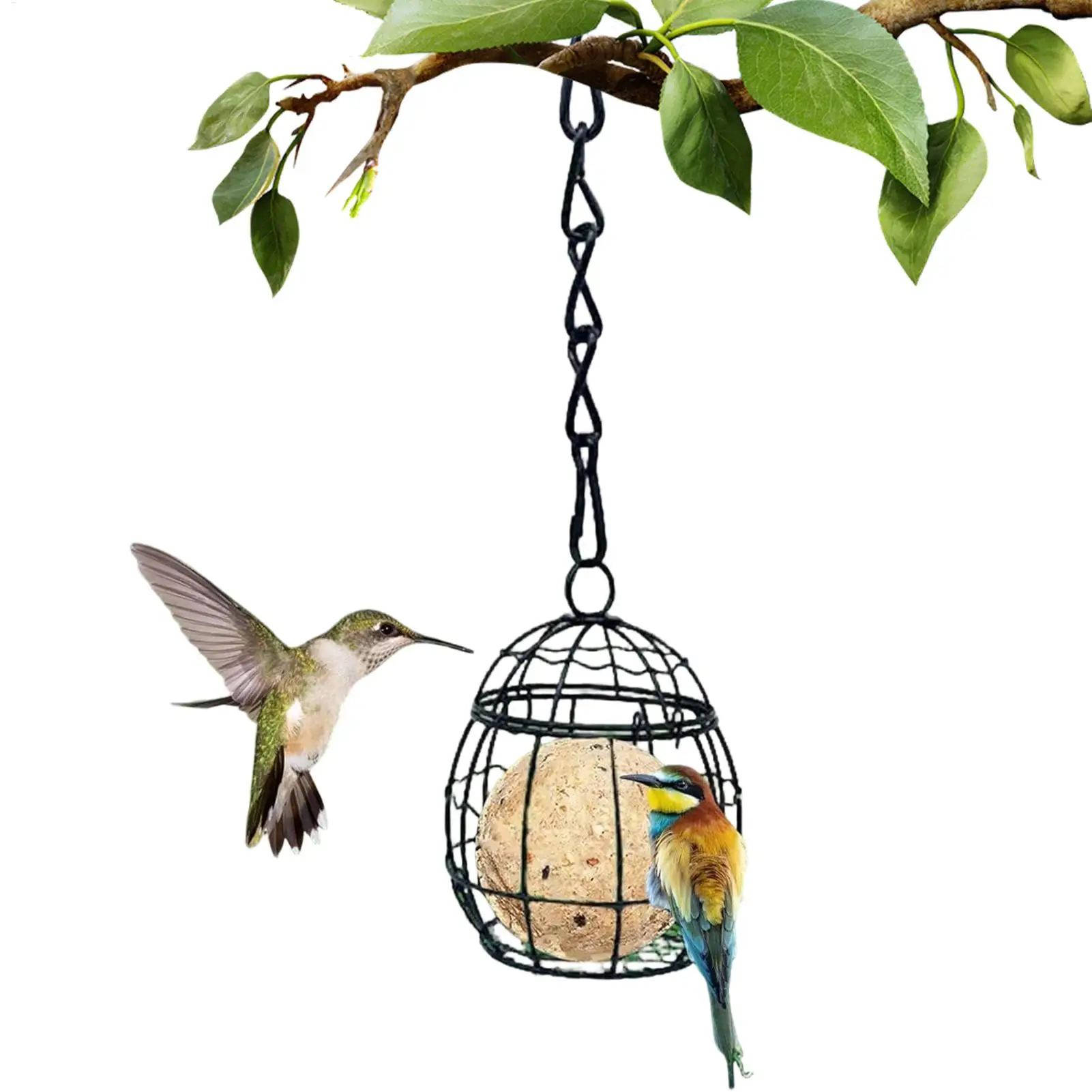 Wildvogelfutter-Ballspender aus Metall zum Aufhängen mit Haken, eichhörnchensicherer Wildfutterhalter für Wildvögel für Garten und Hof