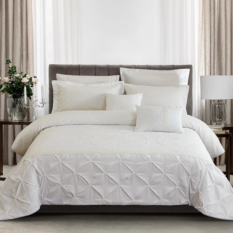 Hot Selling Solid Color Super Soft Microfiber White Patchwork Bedding Duvet Cover Set