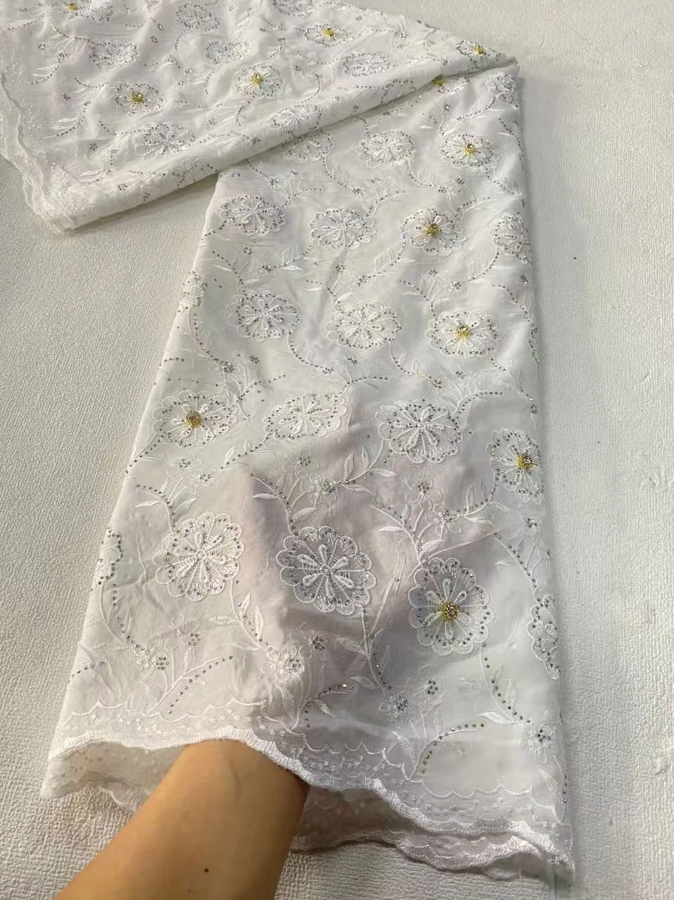 

2025 High Quality Africa Nigerian Tulle Lace Fabric 5Yard Cotton for Wedding Dress Chiffon Party Guipure Sewing JL464