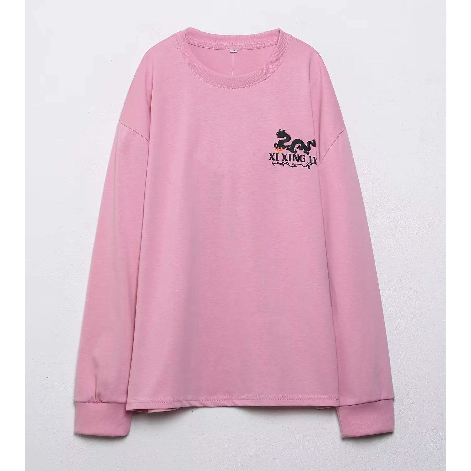 

European and American 2025 autumn new fashion casual style printed round neck long-sleeved T-shirt loose version top versatile