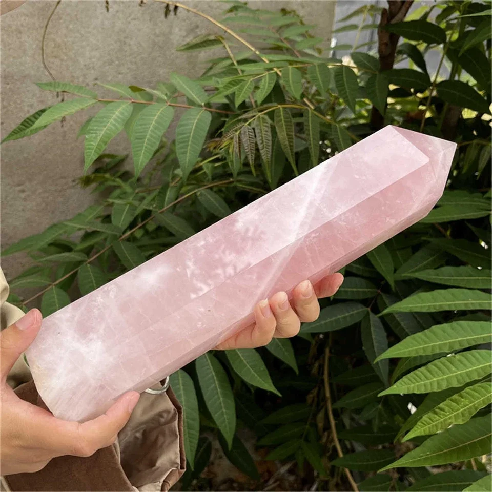 مسلة كريستال وردي زهر الكرز الطبيعي، عمود كوارتز، معدني، الريكي، شفاء، إزالة المغناطيسية #2