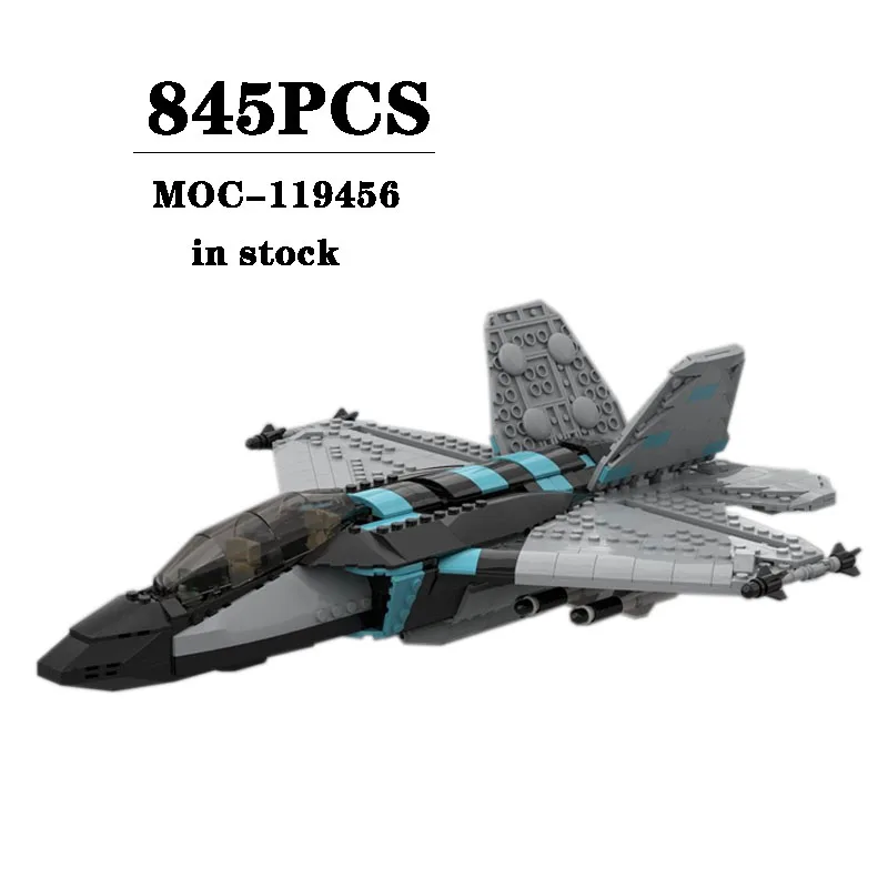 Building Block MOC-119456 Jet Fighter Aircraft Construction Model Ornament 845PCS Adult and Children Birthday Toy Christmas Gift