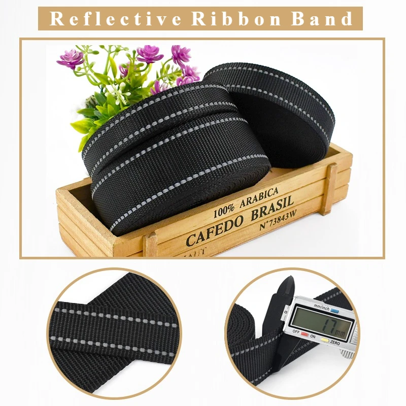 

5M 15-38mm Nylon Webbing Strap for Pet Collar Reflective Decorative Ribbon Backpack Luggage Bias Binding Tape Sewing Accessories