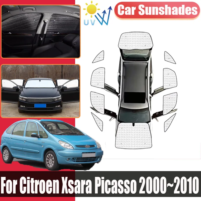 

Автомобиль для Citroen Xsara Picasso 2000 2001 ~ 2010, полное покрытие, солнцезащитные козырьки, солнцезащитный крем, защитные шторы, аксессуары