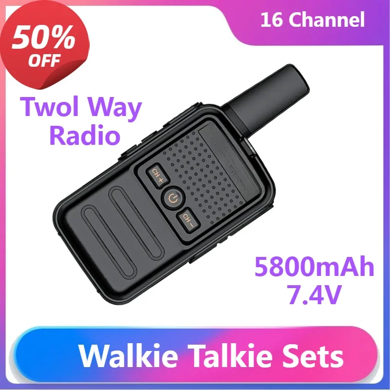 

2 Pcs Walkie Talkie Mini Size Portable Handheld Radio Wireless Set Twol Way Radio Station Comunicador Transceiver 5800mAh