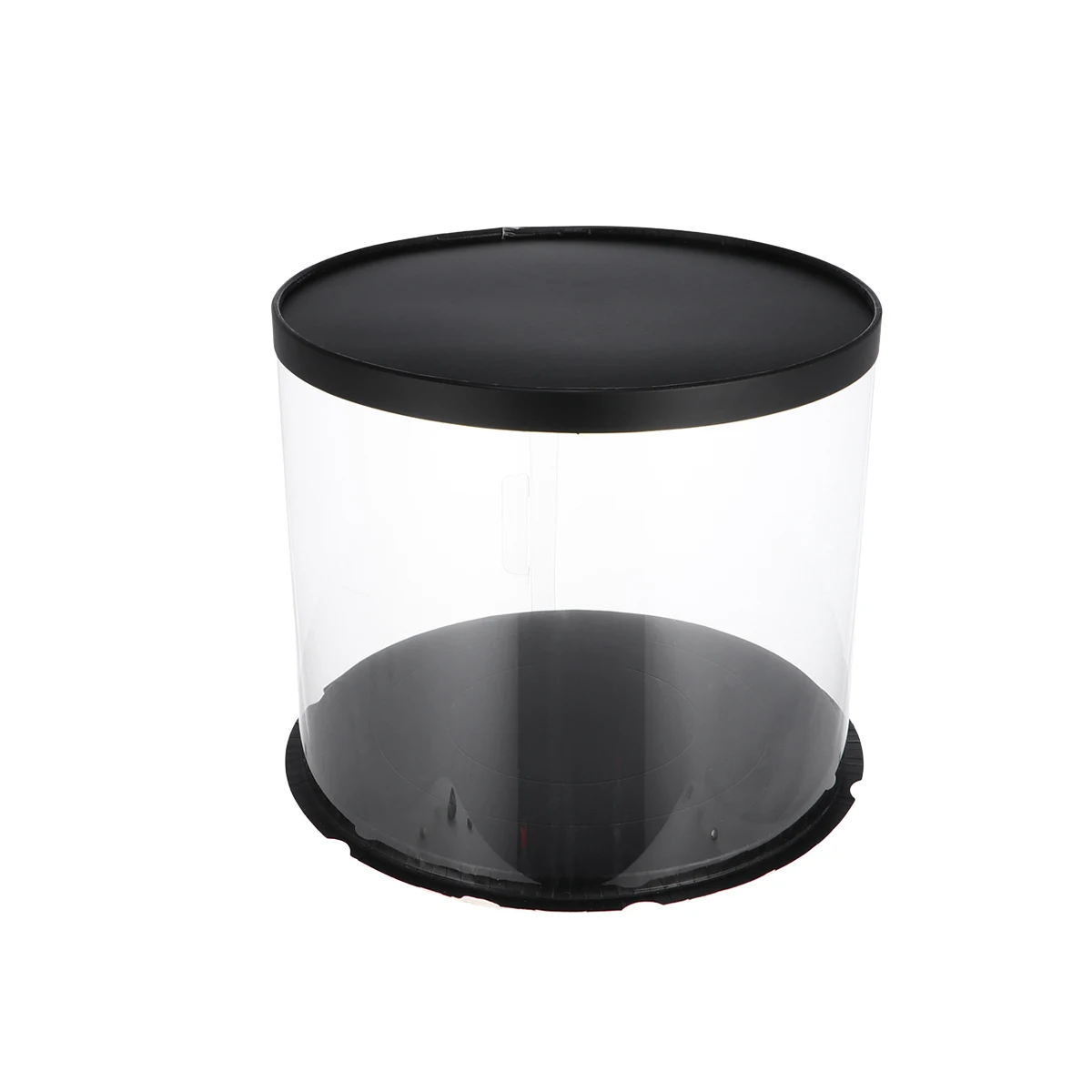

Plastic Cake Box Round Cake Packaging Boxes Transparent Organizer for Home Dessert Shop (Black, Double-layer) (10inch)