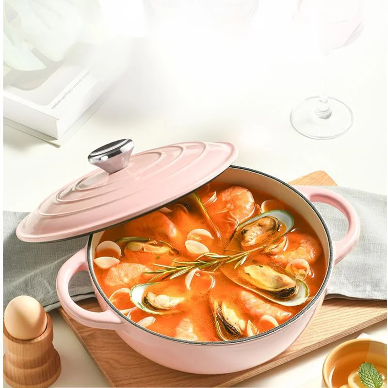 Cast Iron Enamel Soup Pot, Thermal Insulation Cooking Pots, Multifunctional Kitchen Utensils, Exquisite Household Non Stick Pan