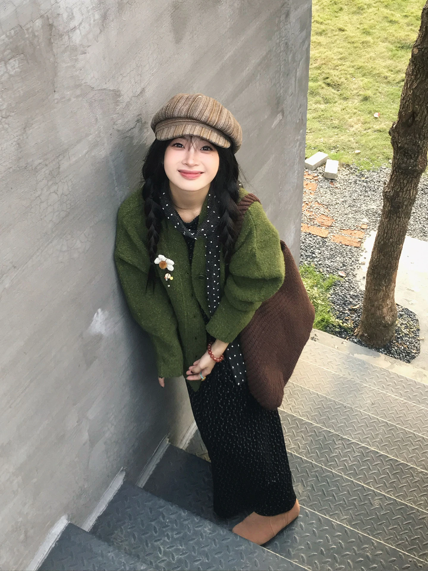 

Ретро een вязаный открытый кардиган женский осенний новый ленивый Sle Soft And Cry повседневный длинный свитер-пальто