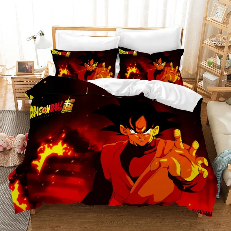 

Утолщенная 3D цифровая печать Dragon Ball пододеяльник пододеяльник супер Саян комплект постельного белья аниме мультфильм кровать спальня