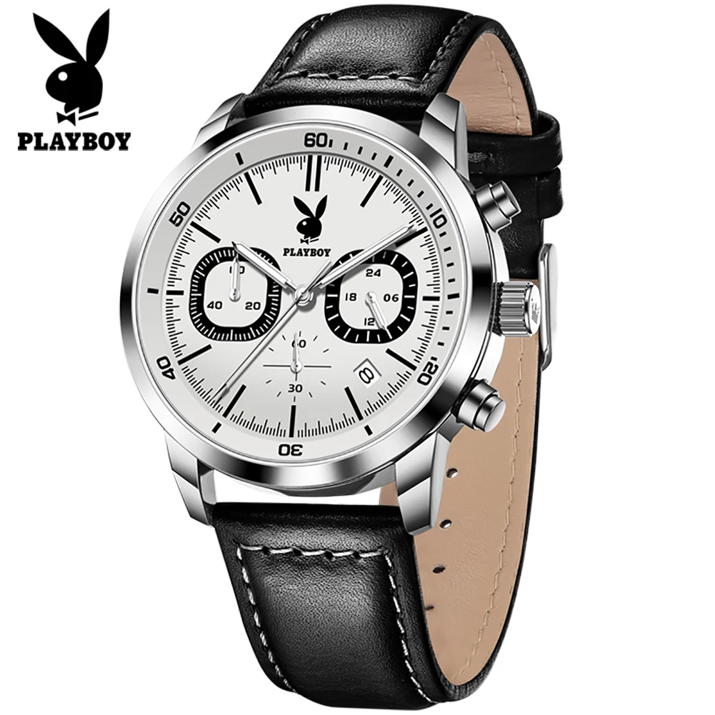 PLAYBOY Original Quartz Men\'s Wristwatch Luxury Sports Waterproof Watch for Men Fashion Trend High-end Silicone Strap Man Watch