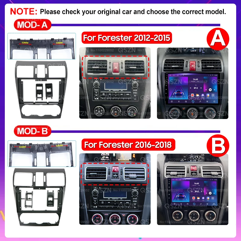 QSZN For Subaru Forester 4 SJ 2012 - 2018 Car Radio Multimedia Video Player Navigation GPS Carplay Android 12 Autoradio 2K QLED