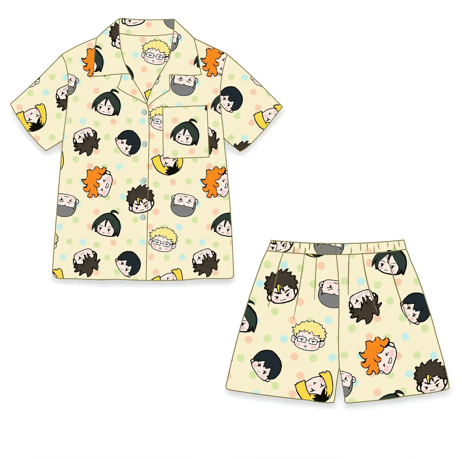 Haikyuu!! Anime Polyester Cotton Pajamas Nighty Nightgown Pajama Pants Nightclothes Shorts Cospaly Cartoon Gift Q Edition