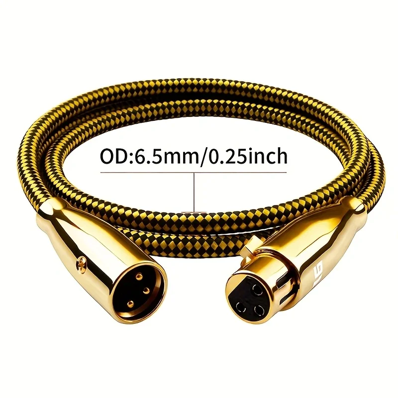 YYTCG High-End XLR Audio Cable, 6N OCC Silver-Plated Core, Gold-Plated Connector, Balanced Mic Line for HiFi Sound System 1pcs