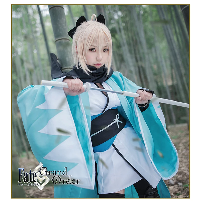 

Fate Grand Order Sakura Saber Okita Souji Косплей Костюм Кимоно и внутренняя одежда Униформа для Хэллоуина