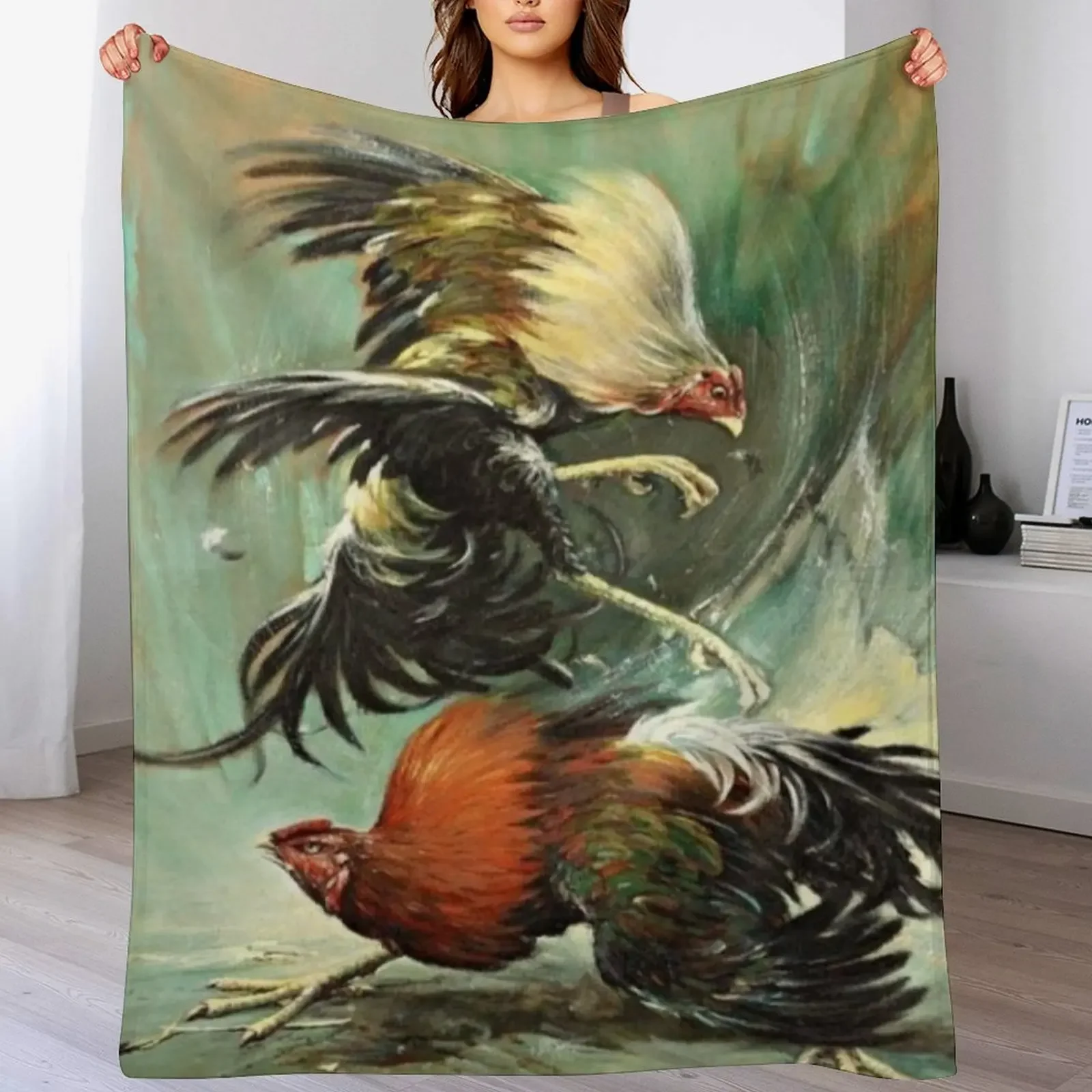 

Pelea de gallos, Rooster fight, cock fight Throw Blanket Designers Bed Fashionable Plaid Luxury Brand Blankets