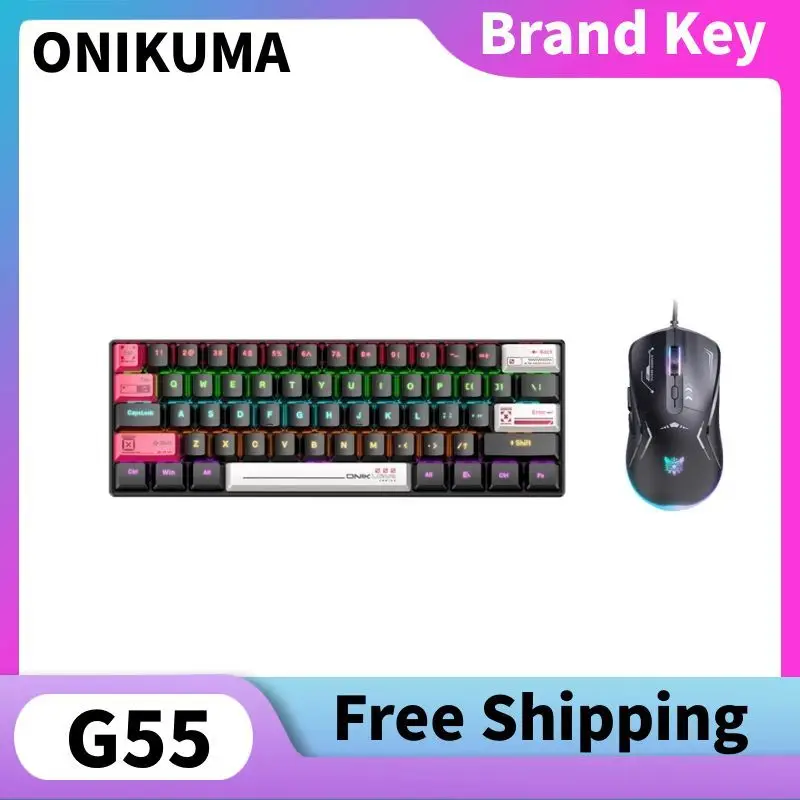 

ONIKUMA G55 Wired Mechanical Gaming Keyboard Mouse Set Colorful LED Backlighting Suitable Both Laptops and Desktop Computers.