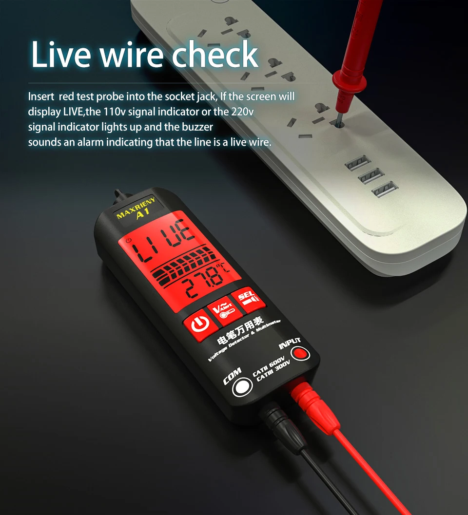 Voltage Tester Smart Digital Multimeter Non-Contact Electrician Pen Detector Voltmeter Ac Live Wire Test Ohm Hz NCV Meter