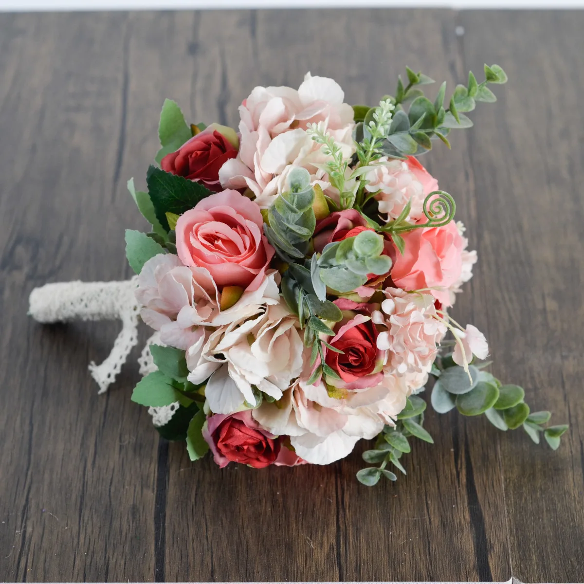 Free Shipping Red Series Imitation Rose Bouquet Wedding Live Decorative Prop Bridesmaid Artificial Holding Flowers