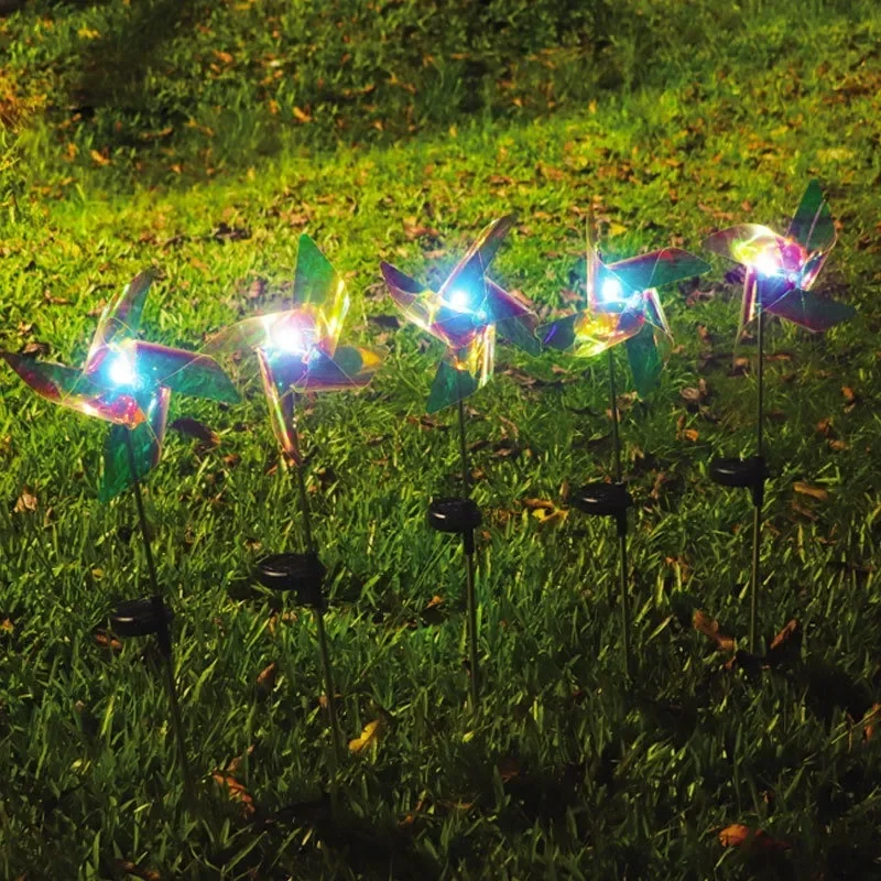 New 4-Leaf Led Solar Windmill Lights Turning Windmill Lawn Lights Waterproof Outdoor Courtyard Garden Decorative Lights