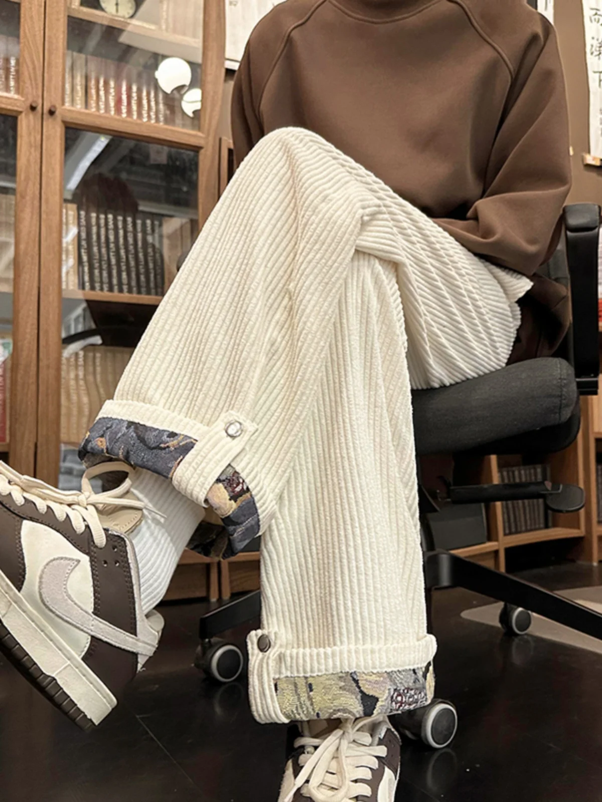 

Corduroy Roll Pants Men's Autumn Winter Thiened Warm Casual Dstring Sports Sweatpants Trendy American Brand Loose Fit