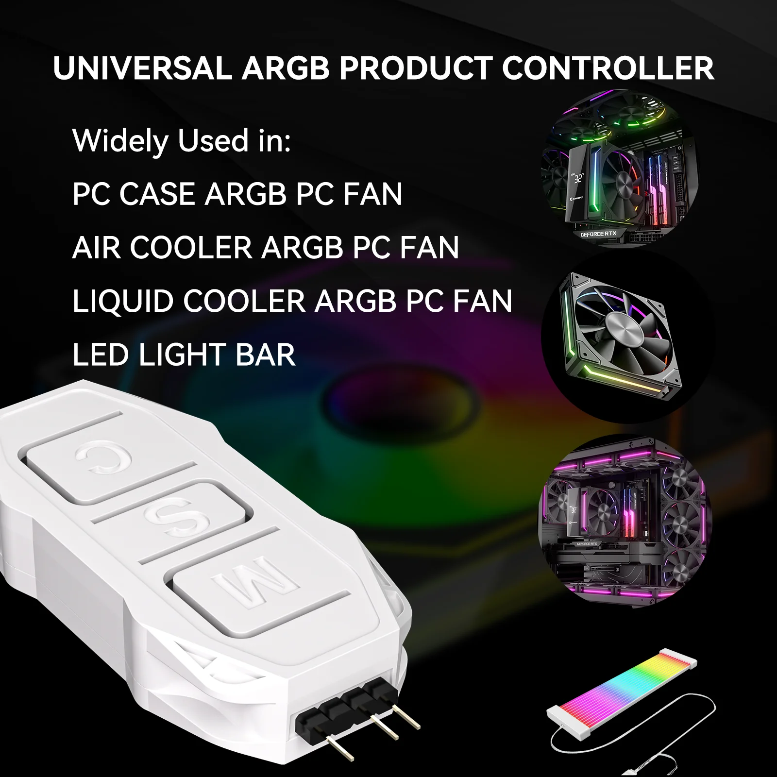 GSCOLER Controller Supports 5V ARGB DIY Devices SATA Power Interface Dual-Mode Control of Lights and Speed