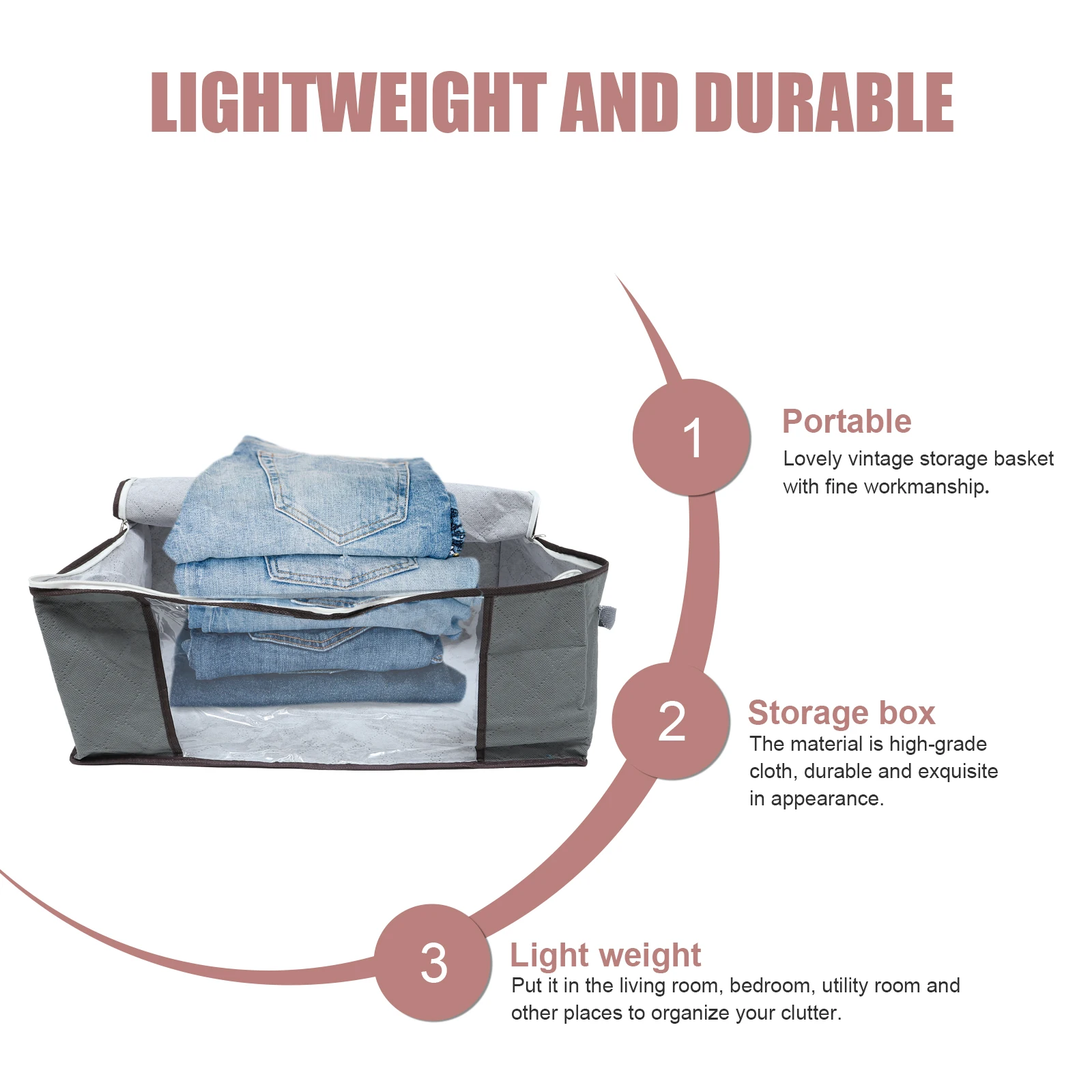 

4pcs Clothes Box Household Folding Clothing Holder Socks Holder Zipper Dustproof Waterproof Large Capacity Under Bed Bedroom