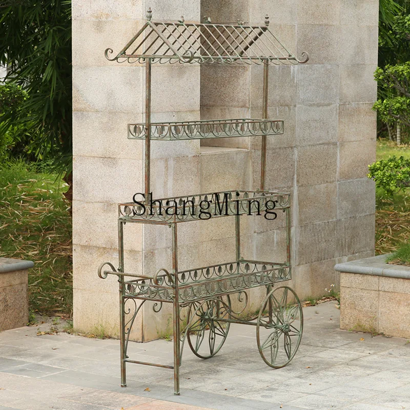 

FG retro old wrought iron large float flower rack flower shop garden decoration rack