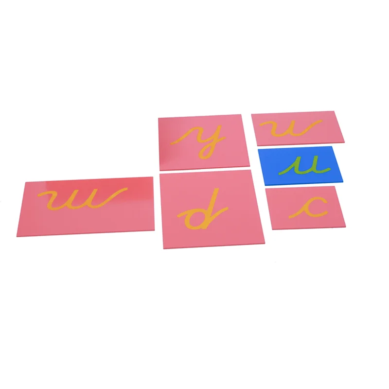 Montessori Language Materials Lower Case Cursive Sandpaper Letters Wood Tracing Board Puzzles Early Learning Toys Education Game - view 3