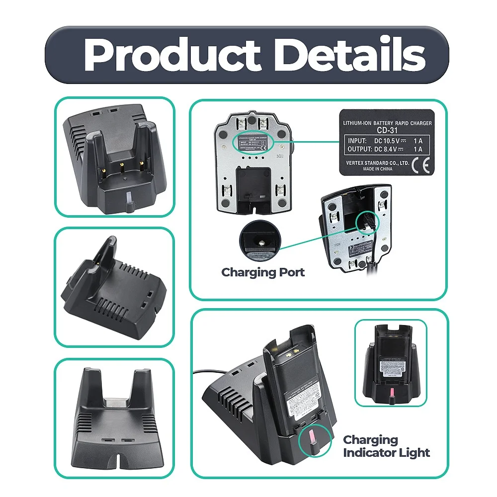 CD-31 Charger Base for Vertex Standard VX-820 VX-829 VX-900 VX-921 VX600 VX821 VX 824 VX 924 VX 929 FNB-V86LI FNB-V87LI Radios