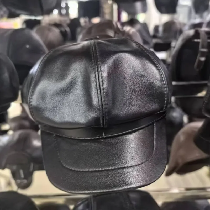 New style of cowhide baseball cap for men old hat leather warm casual and versatile