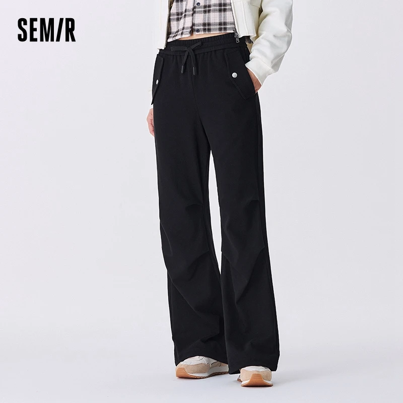 

Semir Pants Women Solid Wide Leg Casual Trendy Versatile Autumn Drawstring Joggers Slim Fit