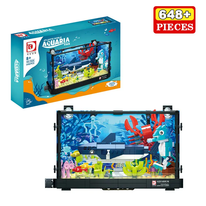 648 قطعة نظام القرش البيئي خزان اللبنات البحرية حوض السمك نموذج مع الأسماك المتعددة المرجان الشعاب المرجانية العالم تحت الماء لتقوم بها بنفسك لعبة