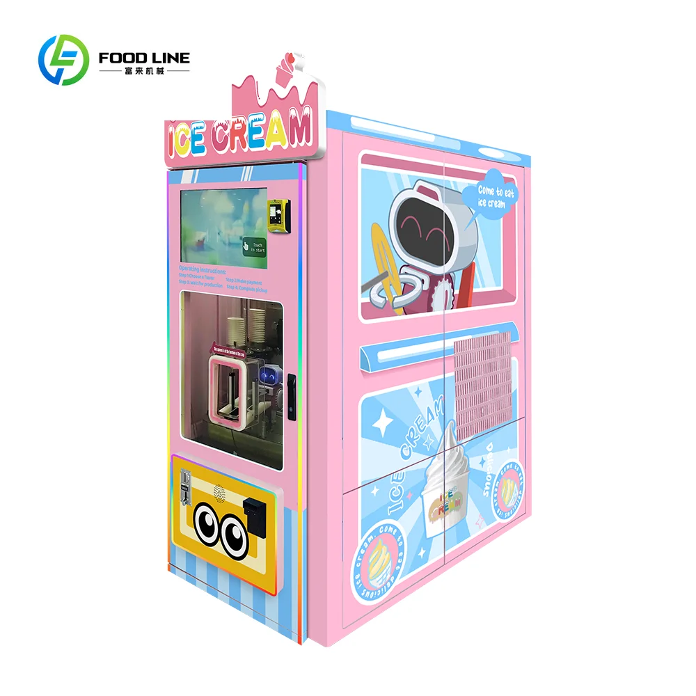Customized Stainless Steel Floor Standing Ice Cream Vending Machine Commercial Grade with SDK Function Hot Sale Ready