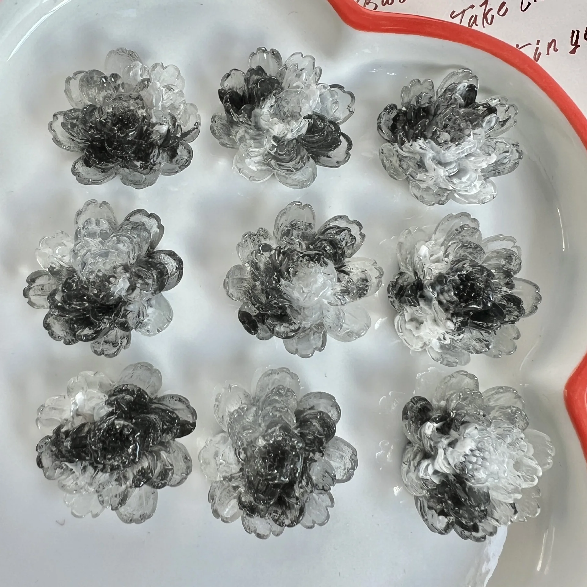 20pcs Transparent Flower Acrylic Patch Flat Back Resin Cabochons Diy Phone Case Hair Clips Earrings Jewelry Findings Decorations