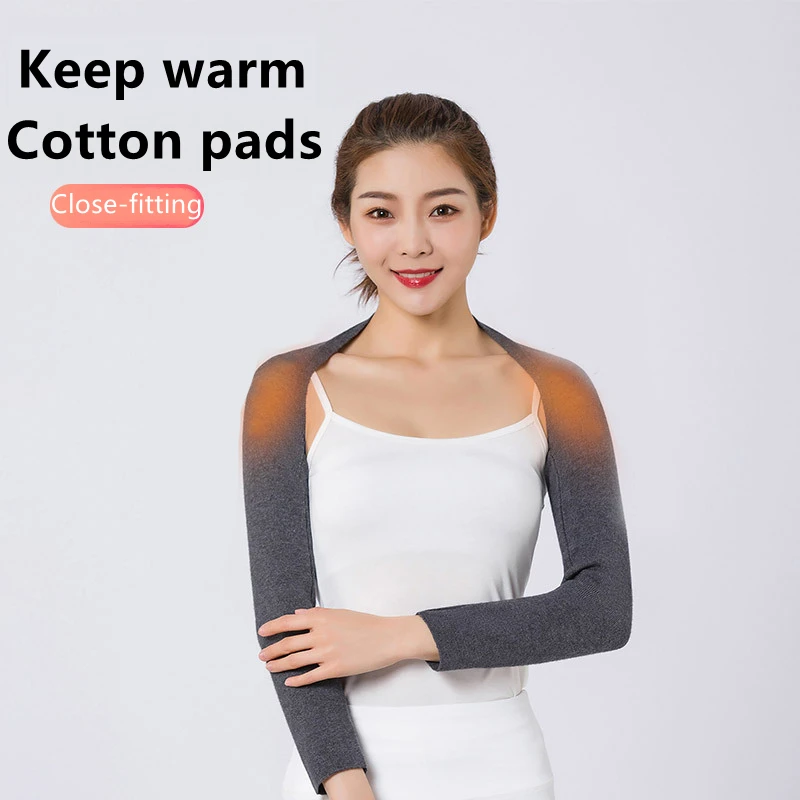 Double Shoulder Warmer Elastic Back Shoulder Support Warm Support Stability Compression Sleeve Wrap with Long /Short Sleeves 1pc