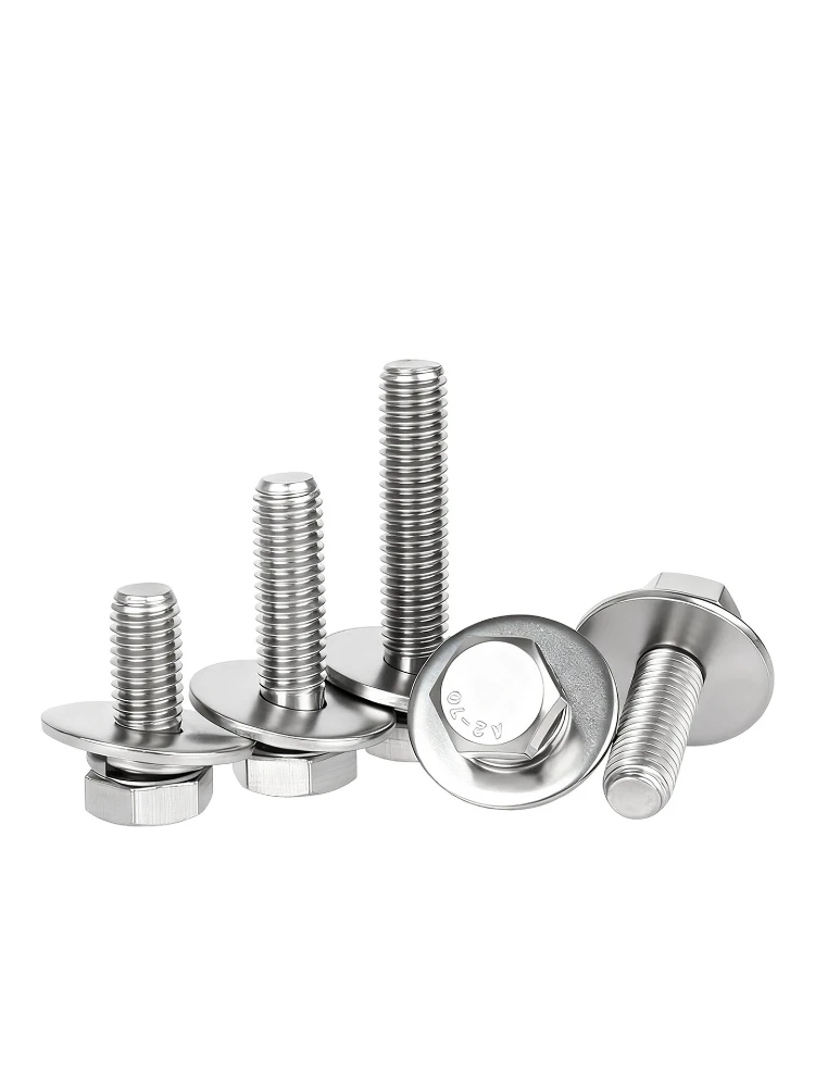 Ensemble 3 en 1 M4-M10, acier inoxydable 304, vis hexagonale externe, rondelle plate, rondelle à ressort, joint, combinaison de boulons GB9074.17